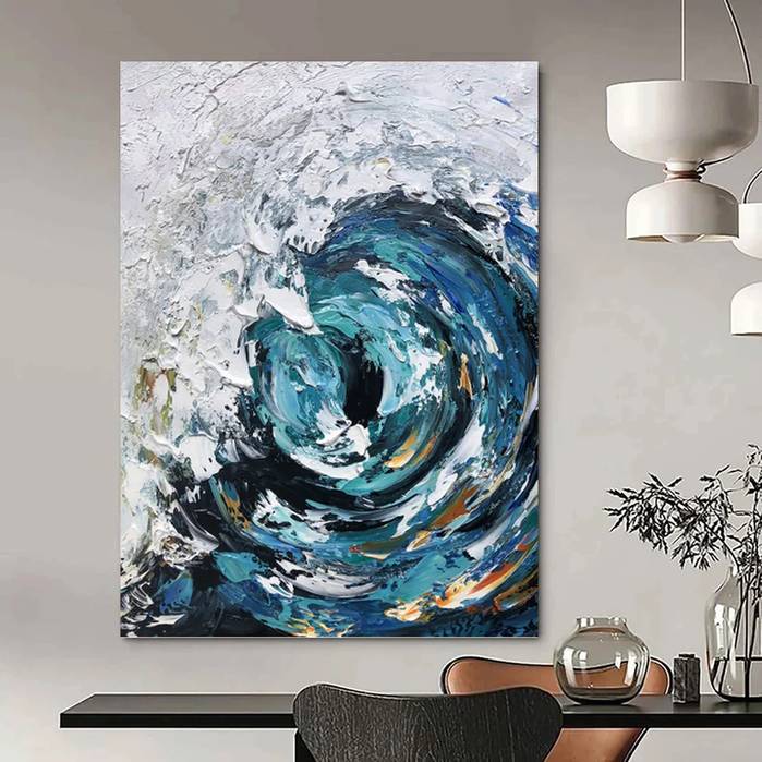 Ocean_Blue_Gray_White_Textured_Artwork_4WQEB wall art